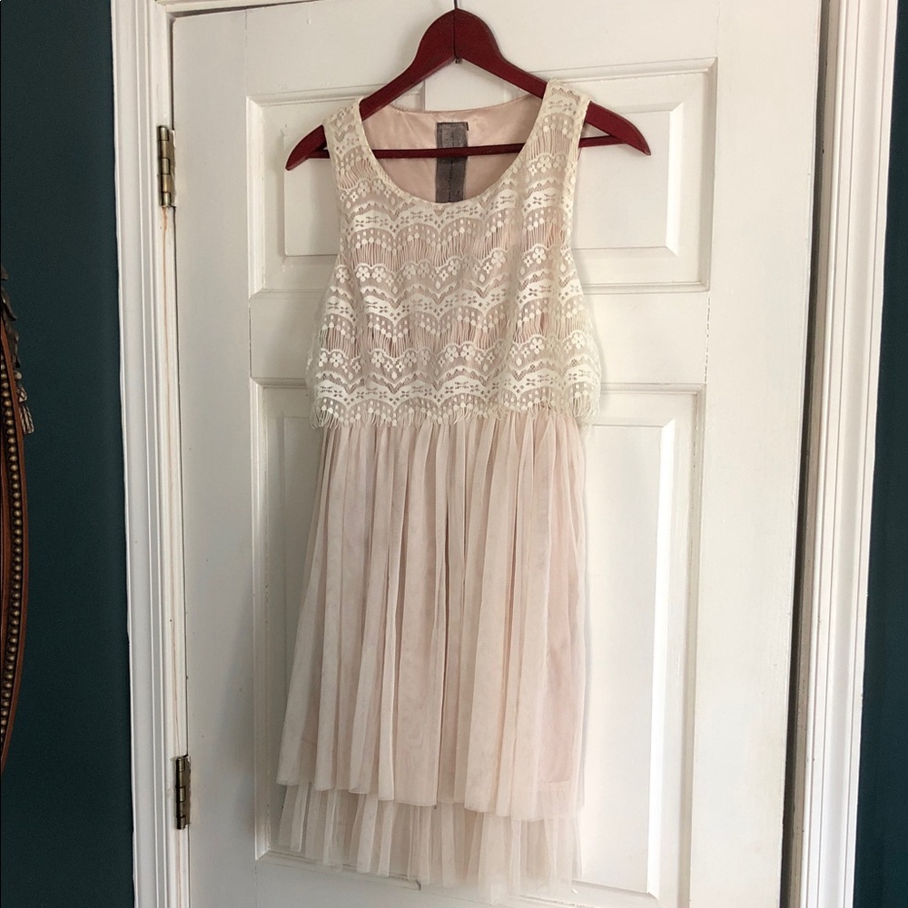 Moon Collection Cream Lace Bodice Tulle Dress
